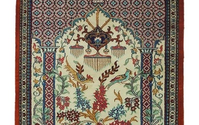 2 x 3 High End Persian Qum Silk Prayer Rug