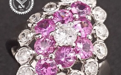 2.20ct Natural Sapphires and Diamonds Platinum - Ring - ***NO RESERVE PRICE***
