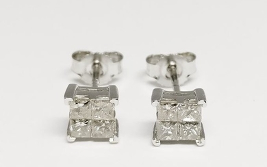 14 kt. White gold - Earrings - 0.60 ct Diamond