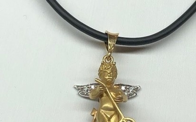 18 kt. White gold, Yellow gold - Necklace with pendant - 0.18 ct Diamond - Diamond