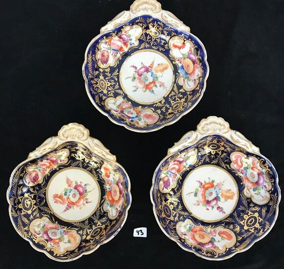 3 1700's Hand Painted Porcelain Bowls