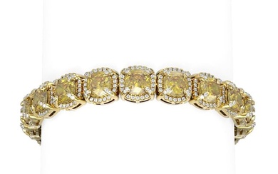 32.82 ctw Canary Citrine & Diamond Bracelet 18K Yellow Gold