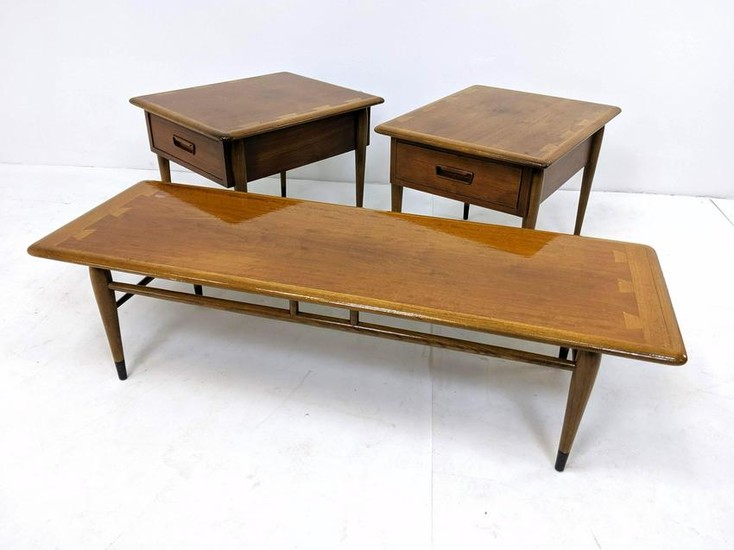 3pc LANE Coffee Table and Side Tables. American Modern