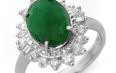 4.85 ctw Emerald & Diamond Ring 18k White Gold
