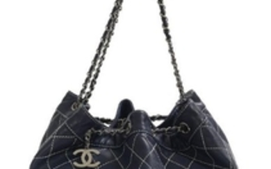 Chanel, Paris, Navy Surpique Bucket Bag