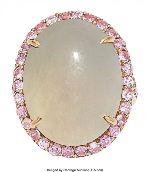 55293: Jadeite Jade, Pink Sapphire, Rose Gold Ring The