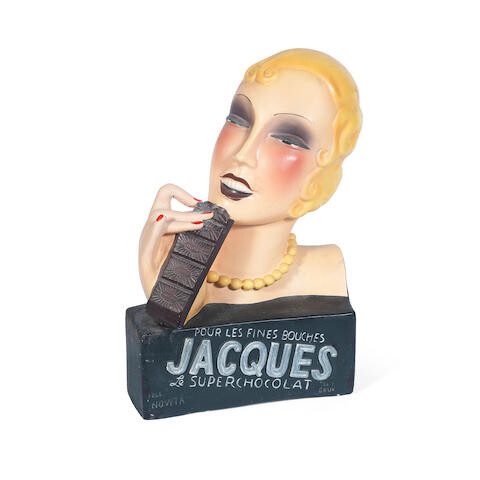 'Jacques Superchocolat': an art deco figural painted plaster advertising model