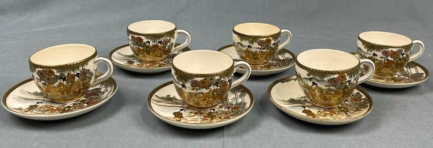 6 cups with saucers. Probably Satsuma Japan old.