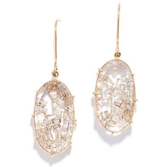 DIAMOND AND ROCK CRYSTAL EARRINGS in yellow gold
