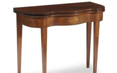 A Federal style inlaid mahogany card table 19th century...