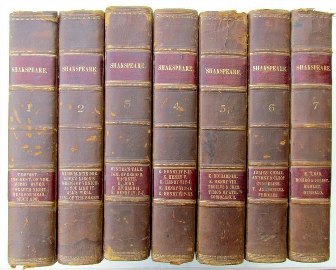 7 volumes set SHAKSPEARE DRAMATIC WORKS 1841 ANTIQUE
