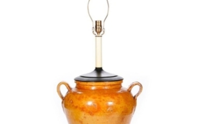 A French stoneware pot made into a lamp.
