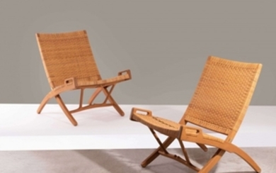 Hans J. WEGNER 1914-2007 Paire de fauteuils mod. JH 512 dits "Folding chairs" - Création 1949