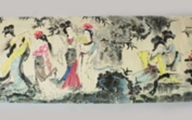 A LARGE LATE 19TH / 20TH CENTURY CHINESE PAINTING UPON