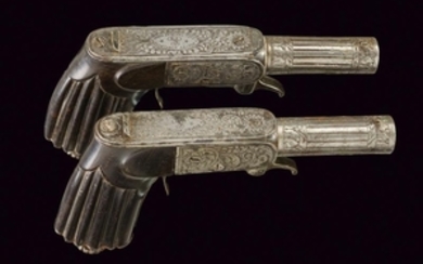 A VERY RARE PAIR OF PERCUSSION POCKET PISTOLS