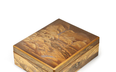A gold-lacquer Ryoshibako (document box) and cover