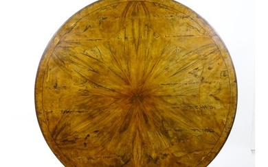 A 19thC dining table with an olive wood veneered circular to...