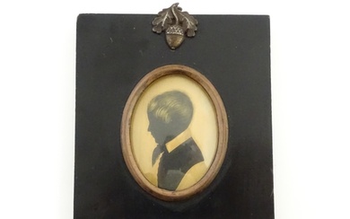 A 19thC silhouette portrait miniature depicting a young boy ...