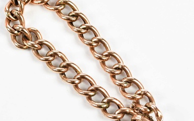 A 9ct rose gold hollow curb link bracelet with padlock...