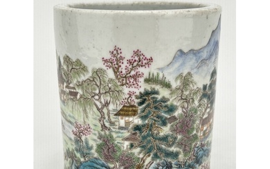 A Chinese Famille Rose brushpot, 18TH/19TH Century Pr. Size...