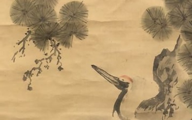 A Chinese Scroll Painting of Cranes and Pine Tree
