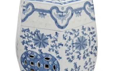 A Chinese blue and white porcelain garden stool