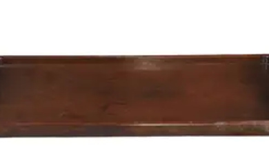 A Chinese rosewood rectangular tray and a pair of elm 'cockpen' footstools...