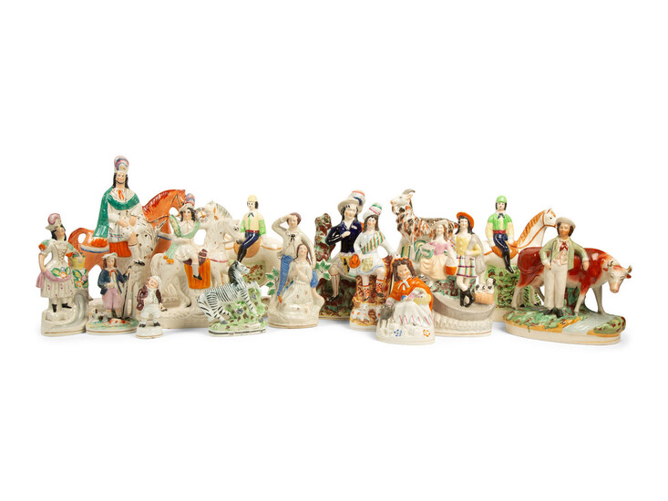 A Collection of 15 Staffordshire Figural Groups
