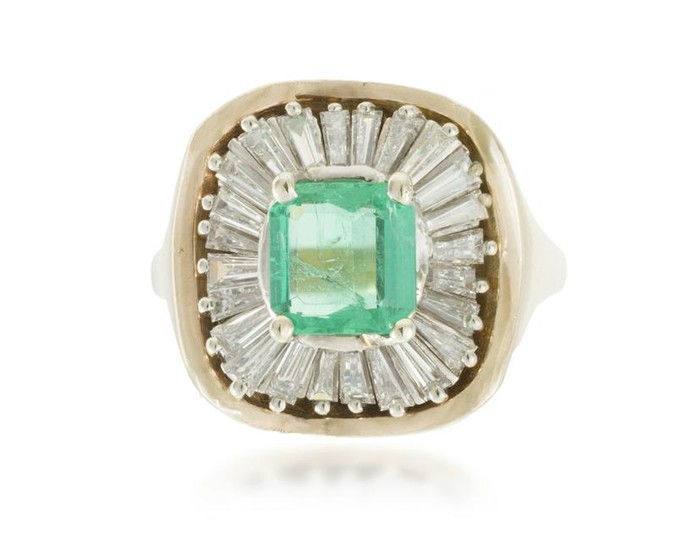 A Colombian emerald and diamond ring