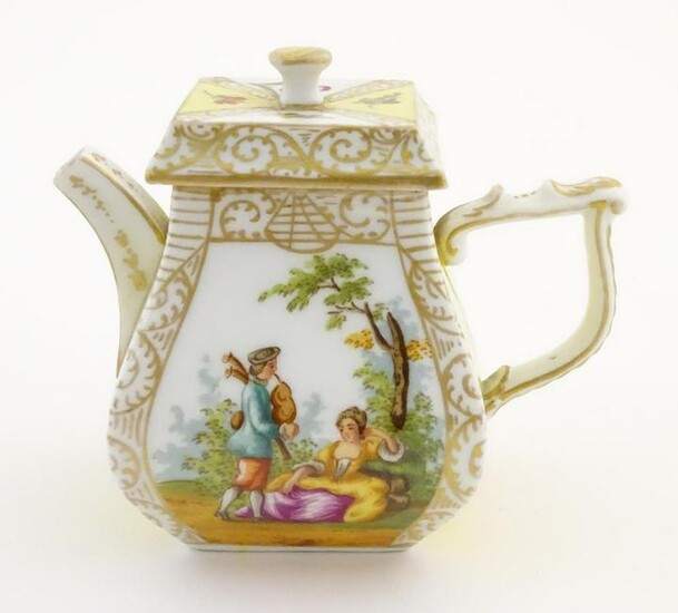 A Continental teapot of small proportions, with