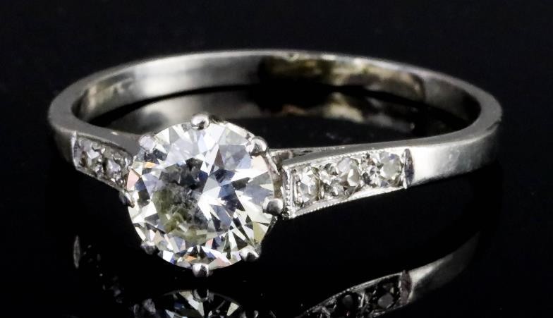 A Diamond Ring, Modern, in platinum mount, set with...