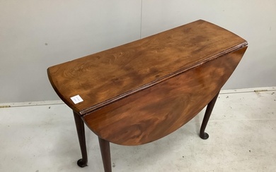 A George III mahogany drop leaf pad foot dining table, width...