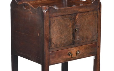 A George III mahogany tray top night commode, the gallery wi...