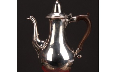 A George III provincial silver baluster coffee pot, hinged l...