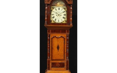 A George/William IV oak and mahogany longcase clock, 33cm ar...