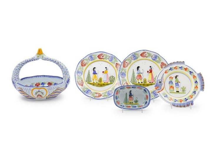 A Group of Six Quimper Faience Serving Pieces
