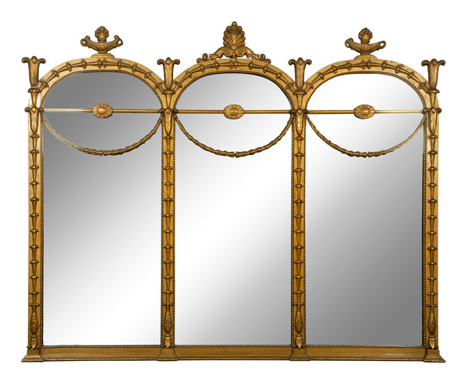A Louis XVI Style Giltwood Overmantle Mirror