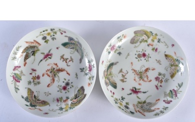 A PAIR OF CHINESE FAMILLE ROSE PORCELAIN BUTTERFLY DISHES La...