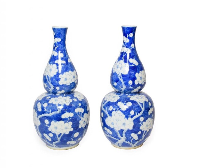 A Pair of Chinese Porcelain Double Gourd Vases, late 19th...