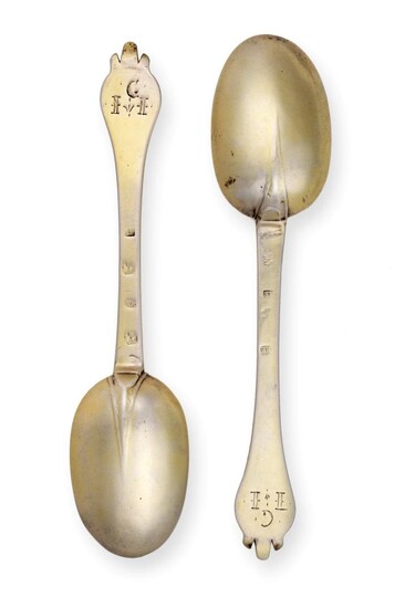 A Pair of William and Mary Silver-Gilt Spoons, by Eli Belton, Newcastle, Circa 1690, each with...