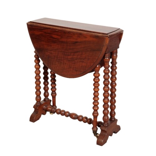 A ROSEWOOD GATELEG OCCASIONAL TABLE 19th century, of oval fo...