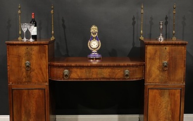 A Regency mahogany twin pedestal sideboard, sunken-centre wi...