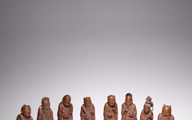 A SET OF CHINESE BAMBOO FIGURES OF THE EIGHT IMMORTALS