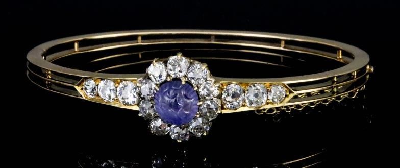A Sapphire and Diamond Stiff Bracelet, 20th Century, in...