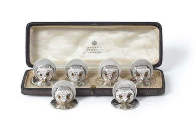 A Set of Four George V Silver Place-Card Holders by Sampson Mordan and Co., London, 1924, Retailed by Asprey, 168 New Bond Street, London