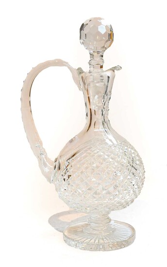 A Waterford crystal pedestal claret jug and stopper, 30cm...