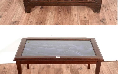 A blanket box, a bijouterie table and an Asian sewing box