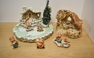 A collection of hand-painted stonecraft Pendelfin anthropomorphic rabbit figures, Christmas themed