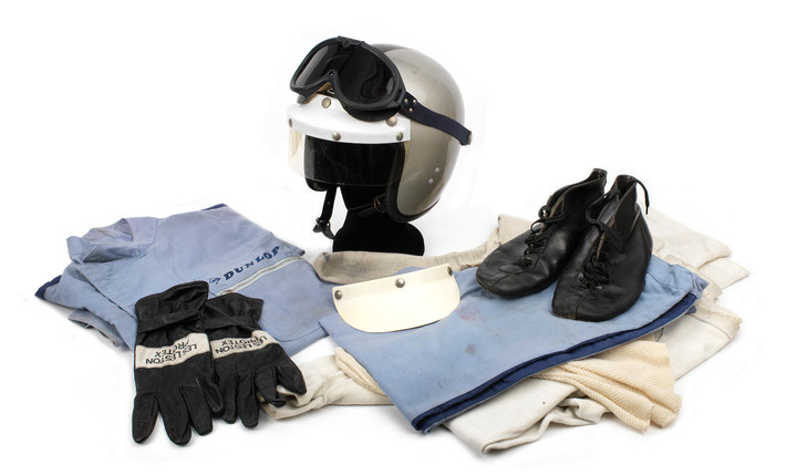 A complete racing outfit worn by W J O Blenkinsop, Lotus 7 BMC driver 1968
