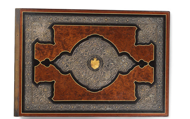 A fine silver-mounted marquetry wood album Egypt, period of King...